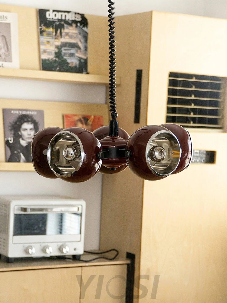 Space Age Pendant Lamp ∅ 17.7″ - Bend, Marshmallow Chandelier-1-Yiosilamp