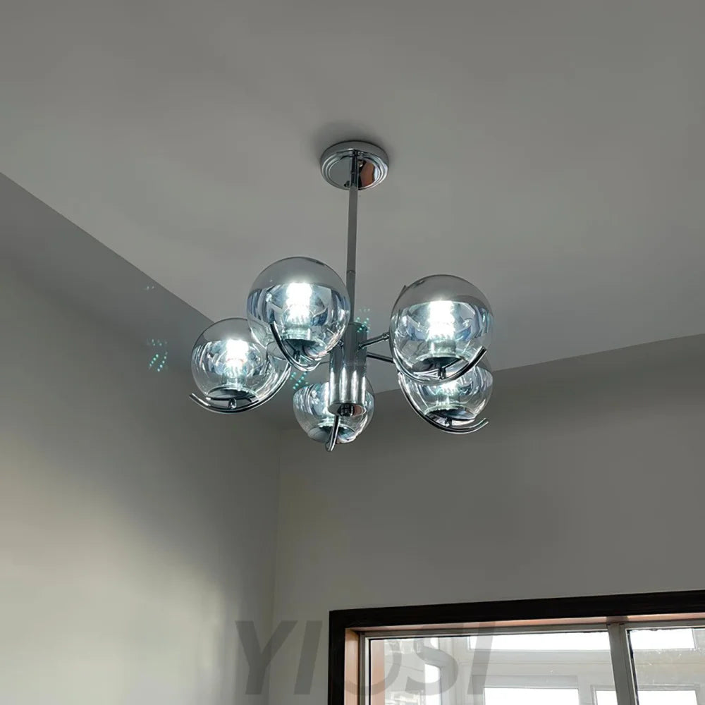 Space Ball Chandelier ∅ 17.7″ - Art Glass-1-Yiosilamp