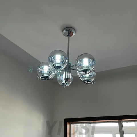 Space Ball Chandelier ∅ 17.7″ - Art Glass-1-Yiosilamp