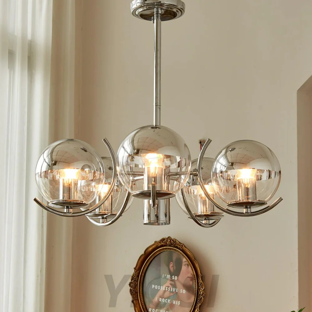 Space Ball Chandelier ∅ 17.7″ - Art Glass-1-Yiosilamp