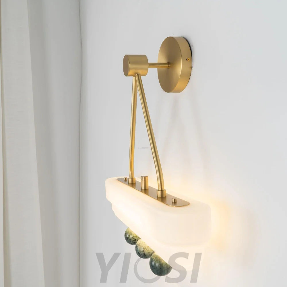 Spate Wall light ∅ 15.7″ - Alabaster, Alabaster Chandelier-1-Yiosilamp