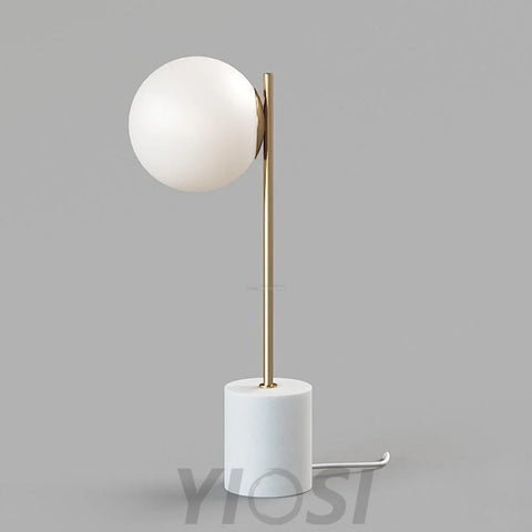 Sphere & Stem Table Lamp ∅ 8.7″ - Marshmallow-1-Yiosilamp