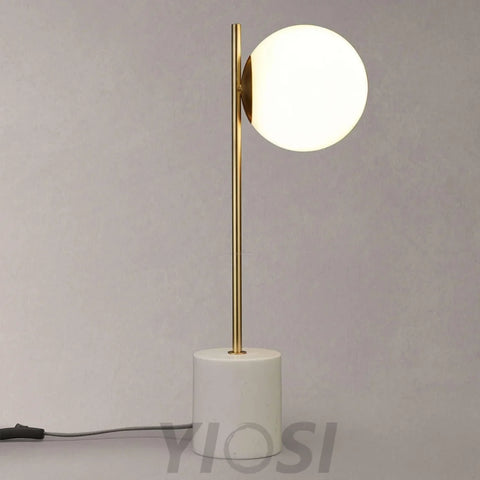 Sphere & Stem Table Lamp ∅ 8.7″ - Marshmallow-1-Yiosilamp