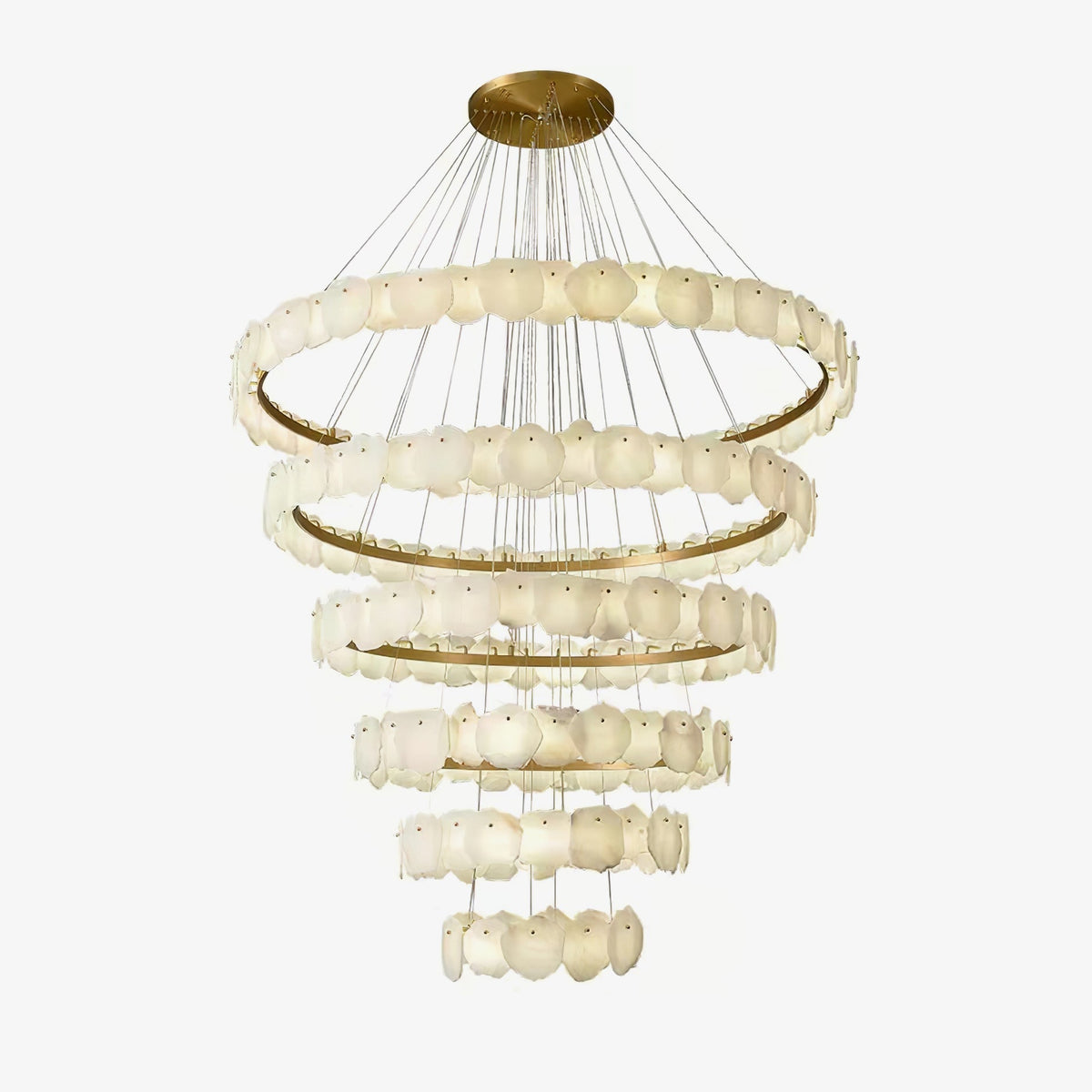 Ecliptica Spiral Alabaster Chandelier – Gold & White 4‑6 Layer Luxury Ceiling Light