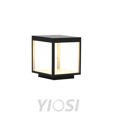 Square Frame Fence Post Garden Table Lamp - Black, Cub, Cube-1-Yiosilamp