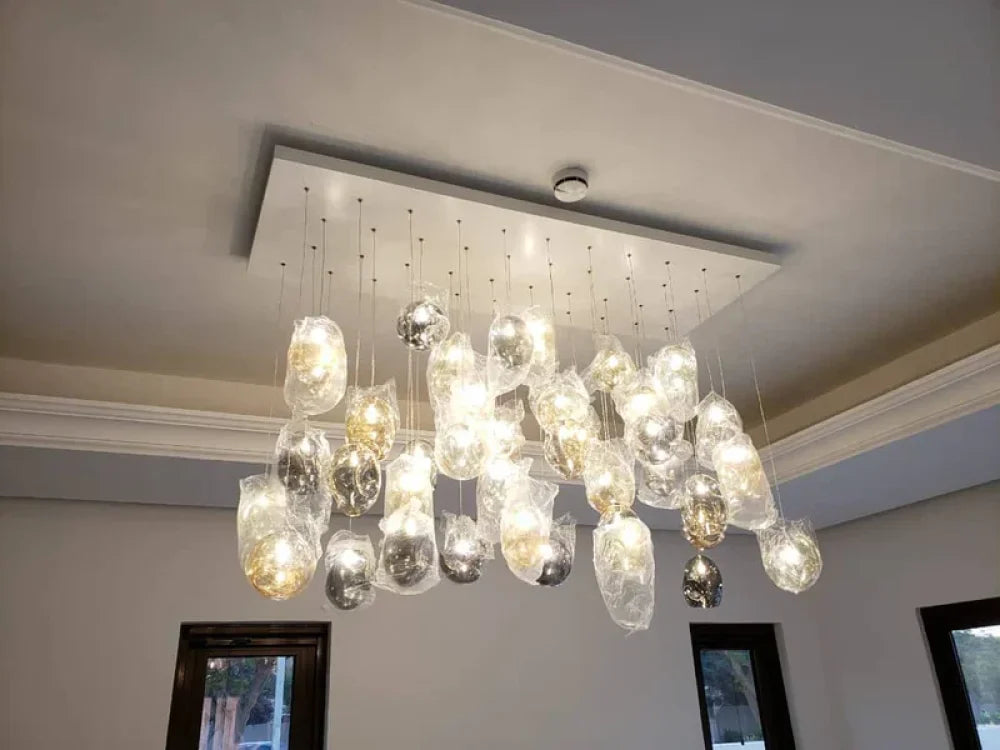 Square Rainfall / Waterfall Glass Globe / Bubble Chandelier Cluster - Cluster-1-Yiosilamp
