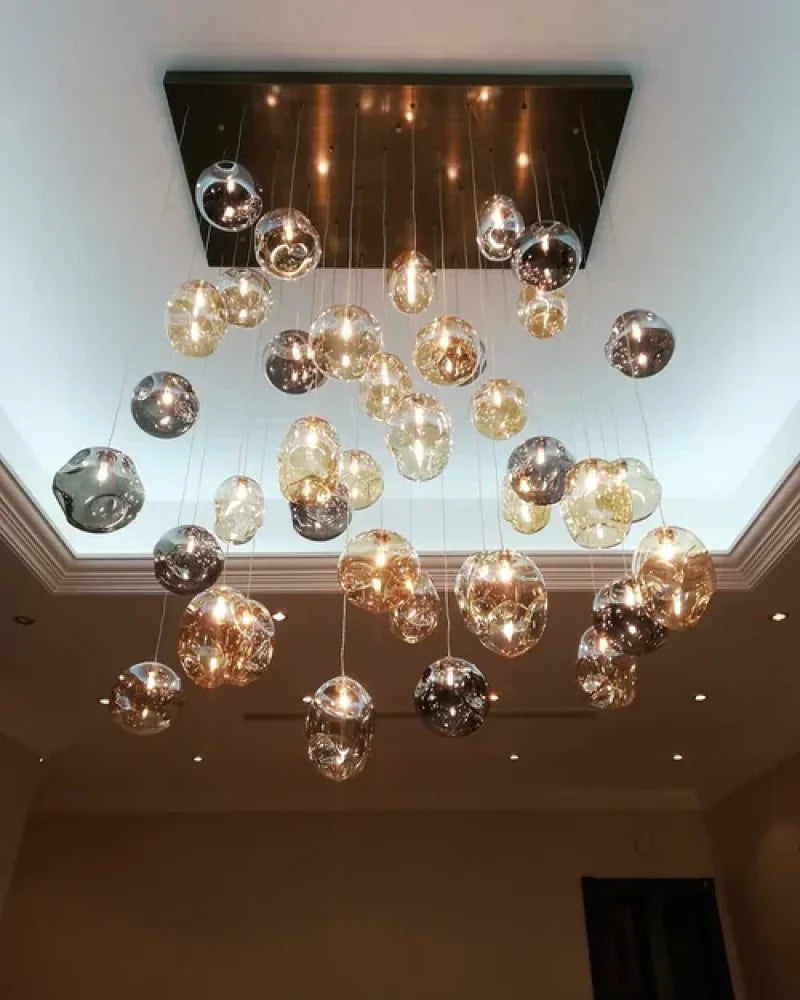 Square Rainfall / Waterfall Glass Globe / Bubble Chandelier Cluster - Cluster-1-Yiosilamp