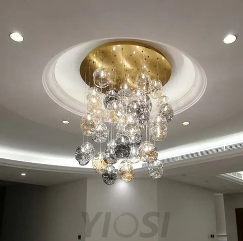 Square Rainfall / Waterfall Glass Globe / Bubble Chandelier Cluster - Cluster-1-Yiosilamp
