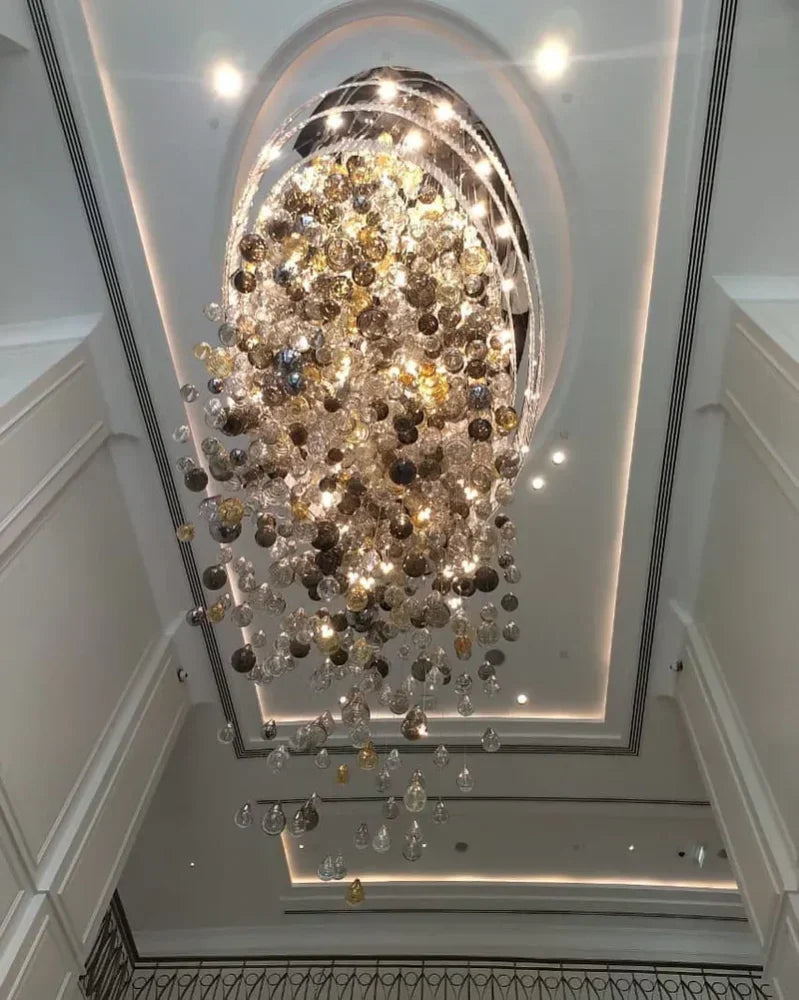 Square Rainfall / Waterfall Glass Globe / Bubble Chandelier Cluster - Cluster-1-Yiosilamp