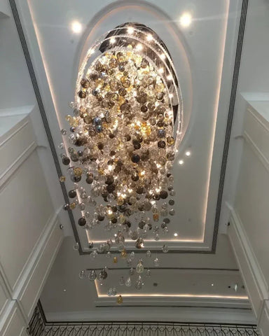Square Rainfall / Waterfall Glass Globe / Bubble Chandelier Cluster - Cluster-1-Yiosilamp