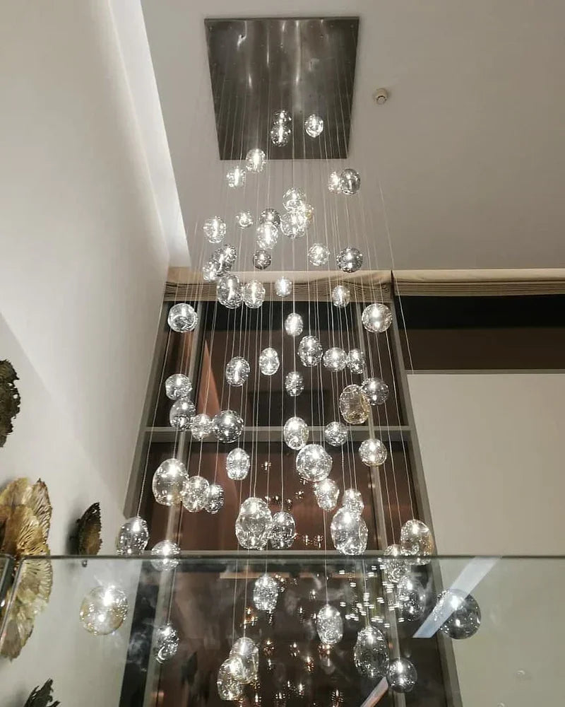 Square Rainfall / Waterfall Glass Globe / Bubble Chandelier Cluster - Cluster-1-Yiosilamp