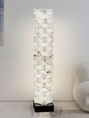 Stacked Alabaster Squares Floor Lamp - Alabaster-1-Yiosilamp