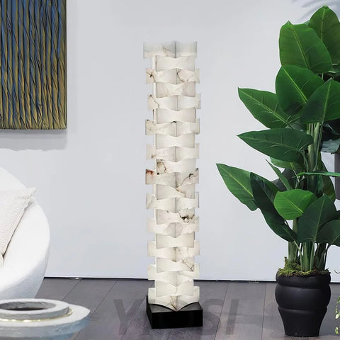 Stacked Alabaster Squares Floor Lamp - Alabaster-1-Yiosilamp