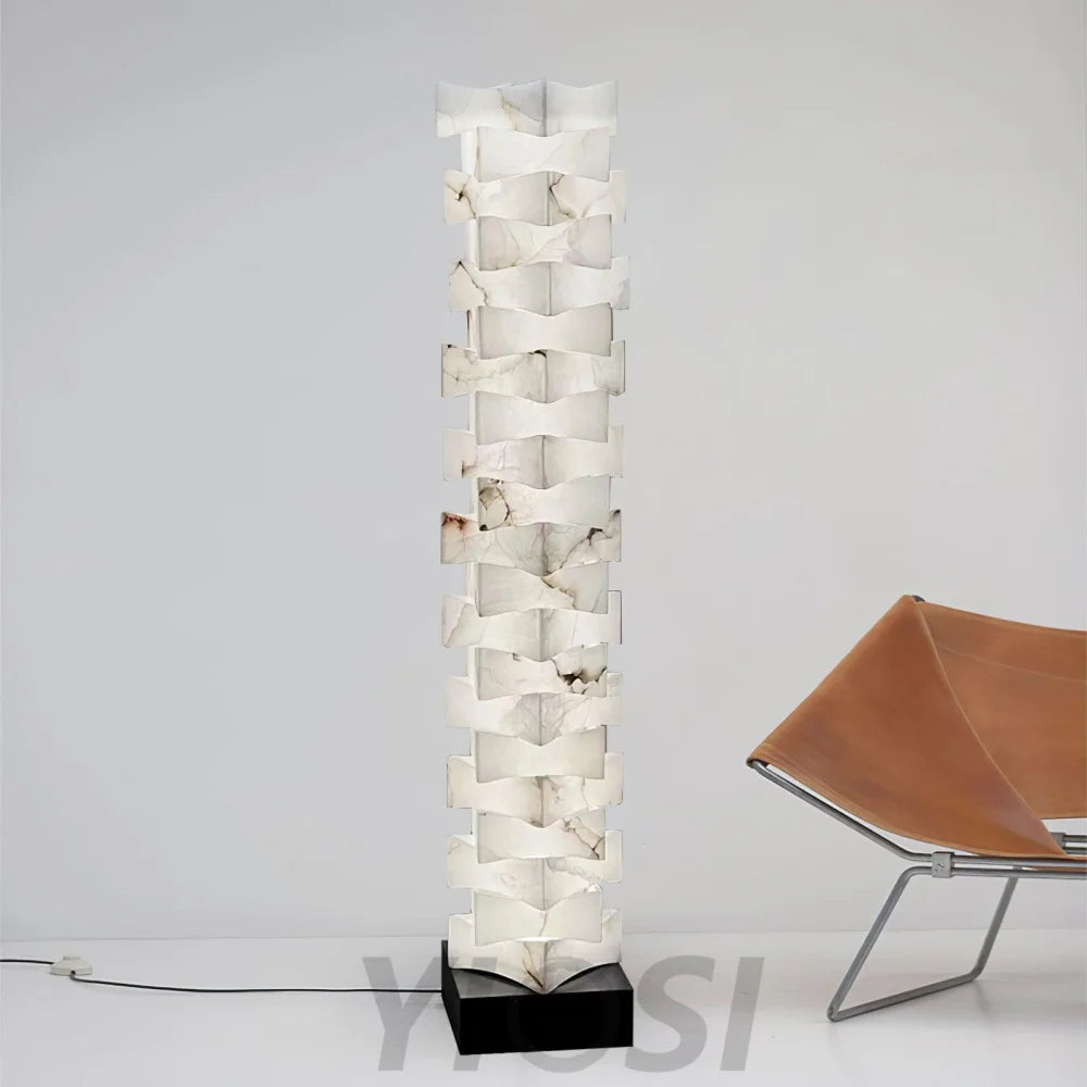 Stacked Alabaster Squares Floor Lamp - Alabaster-1-Yiosilamp