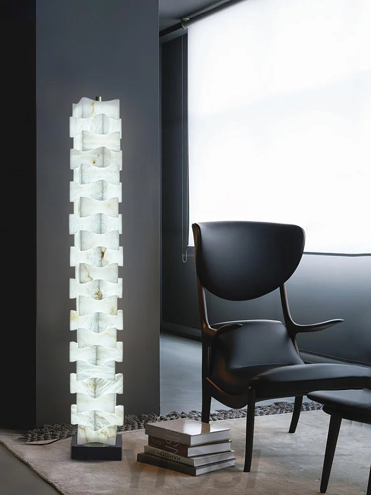 Stacked Alabaster Squares Floor Lamp - Alabaster-1-Yiosilamp