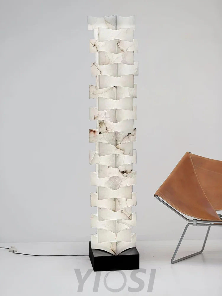 Stacked Alabaster Squares Floor Lamp - Alabaster-1-Yiosilamp