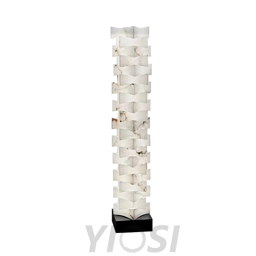 Stacked Alabaster Squares Floor Lamp - Alabaster-1-Yiosilamp