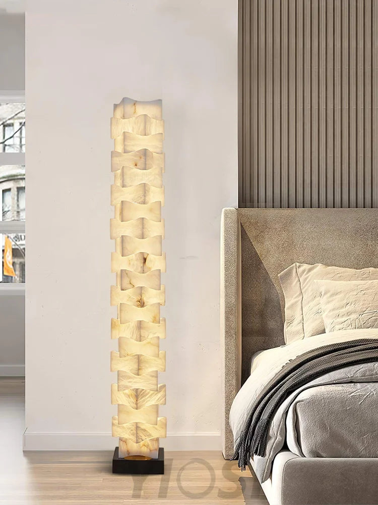 Stacked Alabaster Squares Floor Lamp - Alabaster-1-Yiosilamp