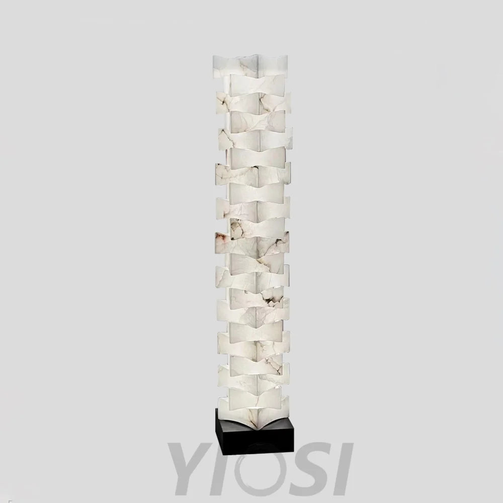 Stacked Alabaster Squares Floor Lamp - Alabaster-1-Yiosilamp