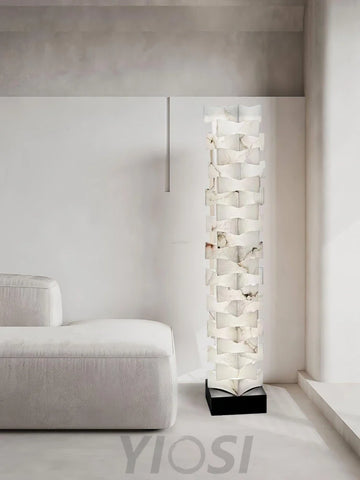 Stacked Alabaster Squares Floor Lamp - Alabaster-1-Yiosilamp