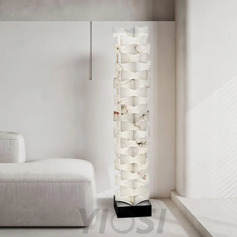 Stacked Alabaster Squares Floor Lamp - Alabaster-1-Yiosilamp