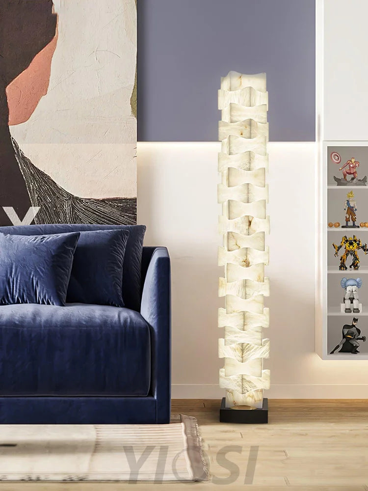 Stacked Alabaster Squares Floor Lamp - Alabaster-1-Yiosilamp