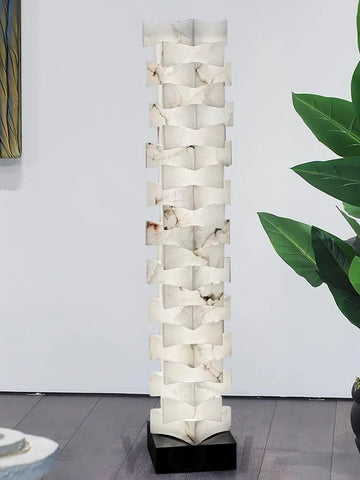 Stacked Alabaster Squares Floor Lamp - Alabaster-1-Yiosilamp