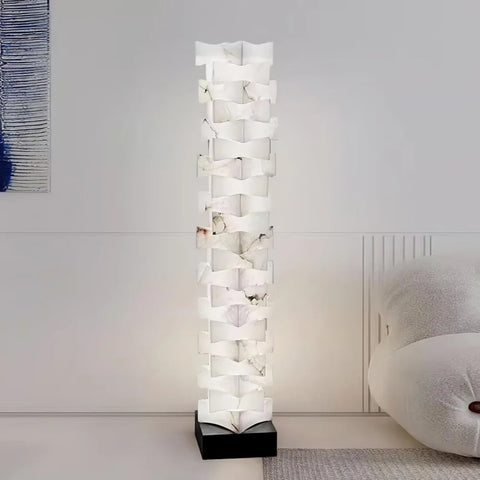 Stacked Alabaster Squares Floor Lamp - Alabaster-1-Yiosilamp