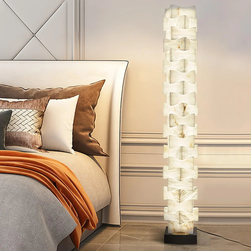 Stacked Alabaster Squares Floor Lamp - Alabaster-1-Yiosilamp