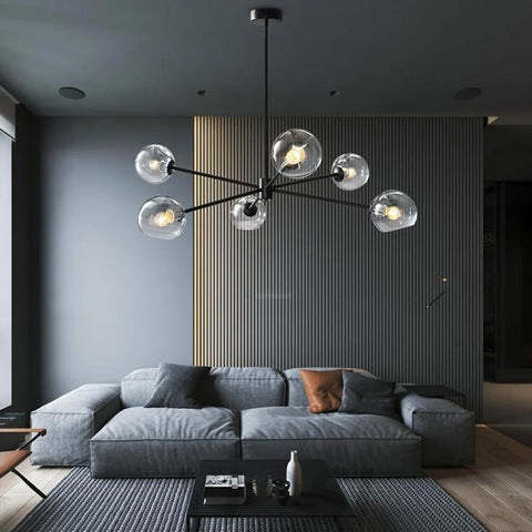 Staggered Glass Chandelier with 6 Light - Frown-1-Yiosilamp
