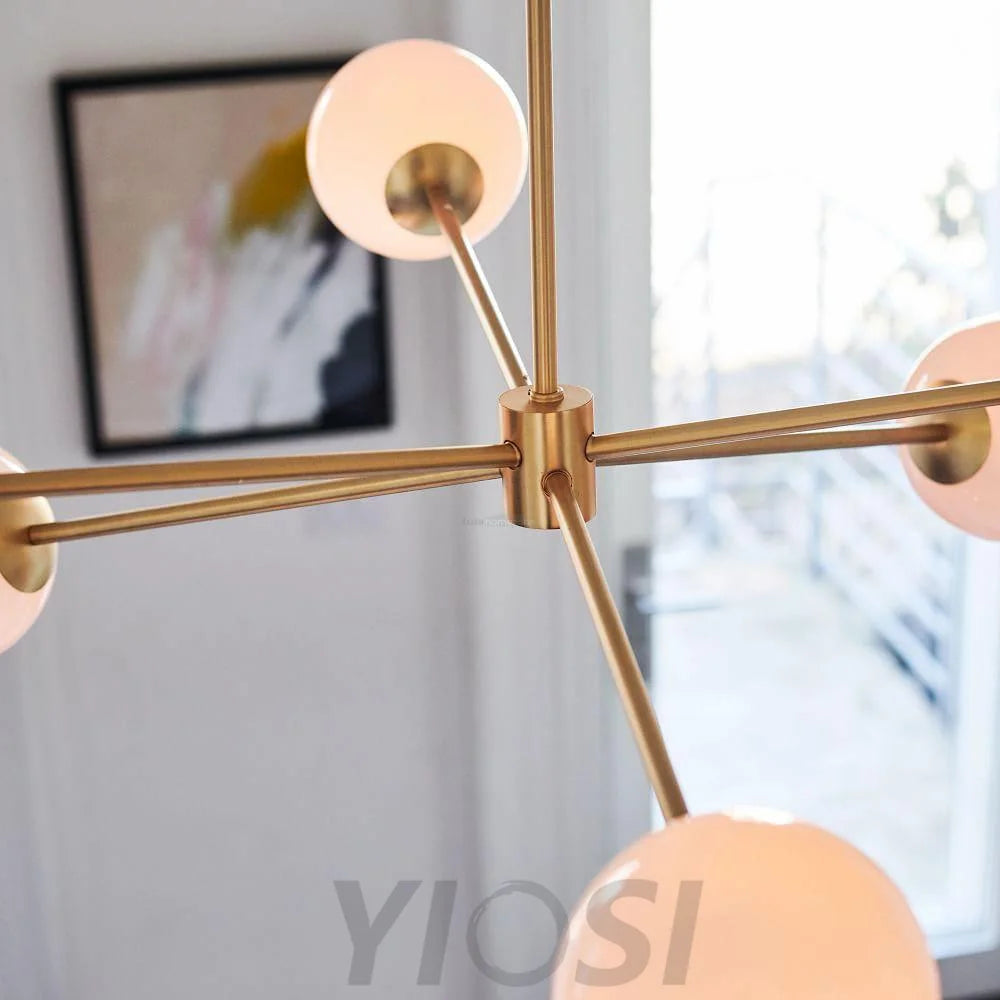 Staggered Glass Chandelier with 6 Light - Frown-1-Yiosilamp