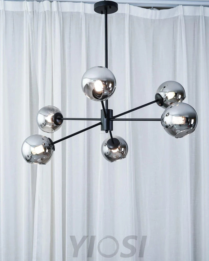 Staggered Glass Chandelier with 6 Light - Frown-1-Yiosilamp