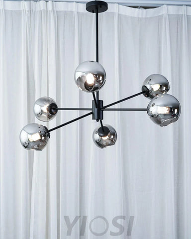 Staggered Glass Chandelier with 6 Light - Frown-1-Yiosilamp