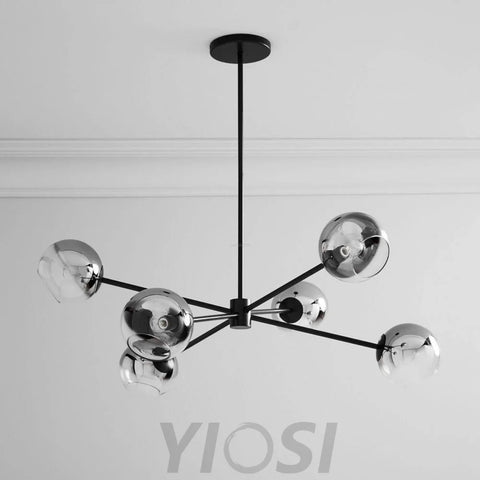 Staggered Glass Chandelier with 6 Light - Frown-1-Yiosilamp
