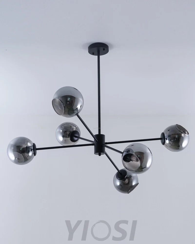Staggered Glass Chandelier with 6 Light - Frown-1-Yiosilamp
