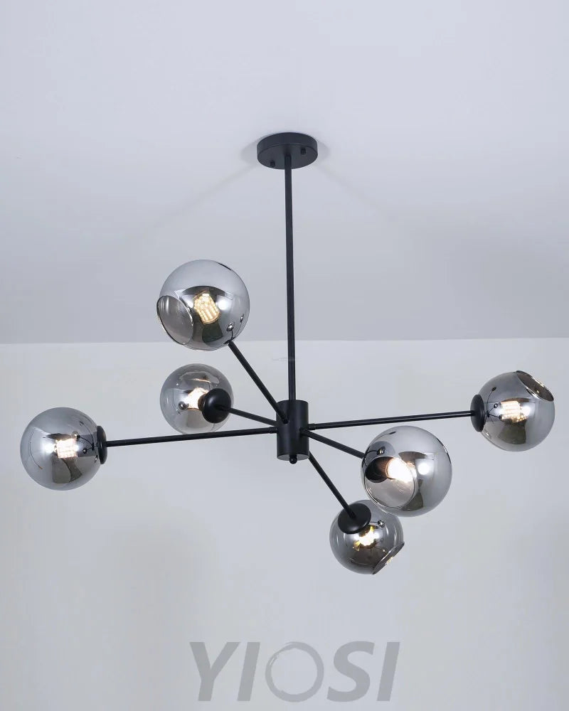 Staggered Glass Chandelier with 6 Light - Frown-1-Yiosilamp