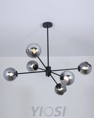 Staggered Glass Chandelier with 6 Light - Frown-1-Yiosilamp