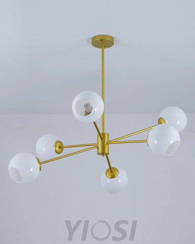 Staggered Glass Chandelier with 6 Light - Frown-1-Yiosilamp