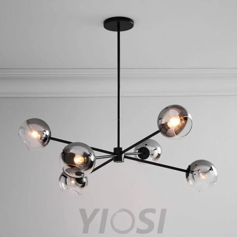 Staggered Glass Chandelier with 6 Light - Frown-1-Yiosilamp