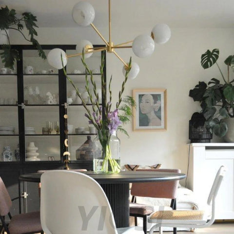 Staggered Glass Chandelier with 6 Light - Frown-1-Yiosilamp