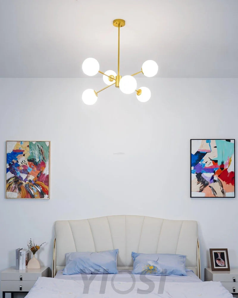 Staggered Glass Chandelier with 6 Light - Frown-1-Yiosilamp