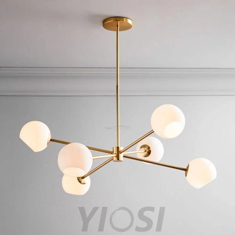 Staggered Glass Chandelier with 6 Light - Frown-1-Yiosilamp