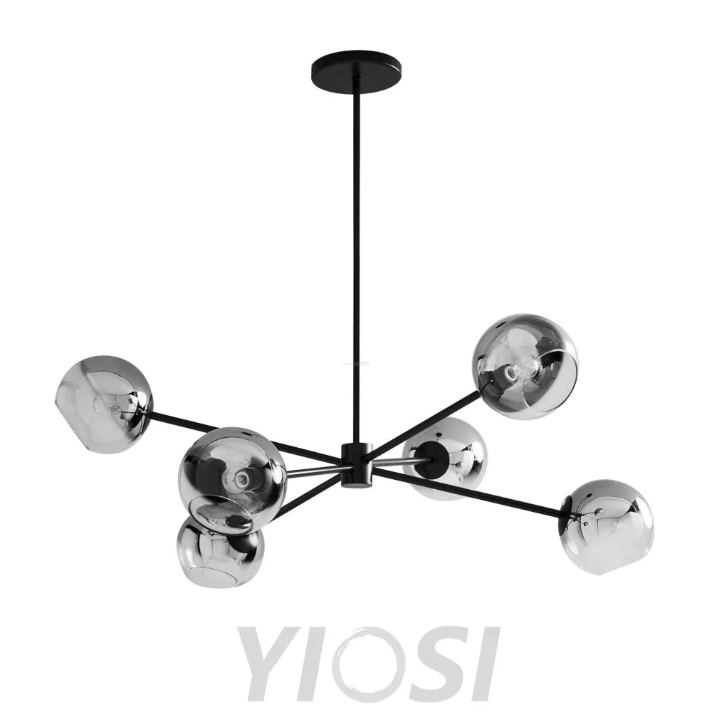 Staggered Glass Chandelier with 6 Light - Frown-1-Yiosilamp