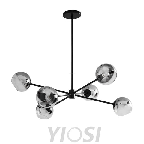 Staggered Glass Chandelier with 6 Light - Frown-1-Yiosilamp
