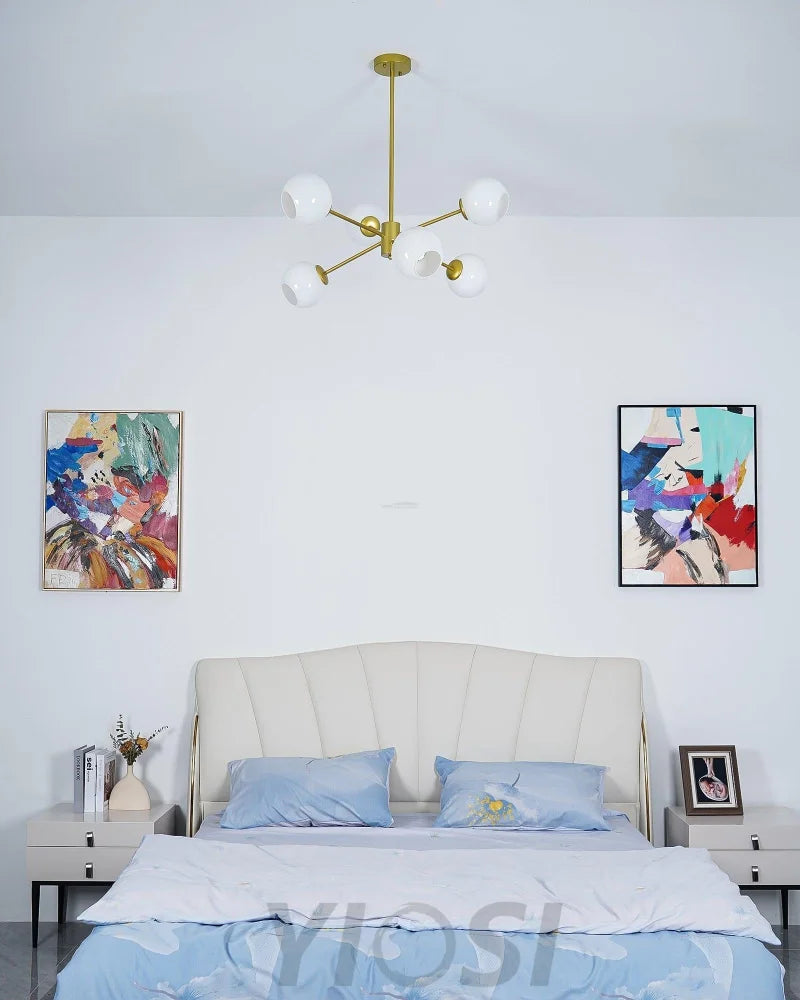 Staggered Glass Chandelier with 6 Light - Frown-1-Yiosilamp