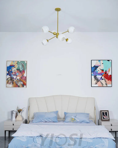 Staggered Glass Chandelier with 6 Light - Frown-1-Yiosilamp