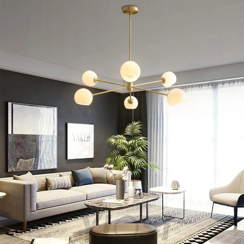 Staggered Glass Chandelier with 6 Light - Frown-1-Yiosilamp