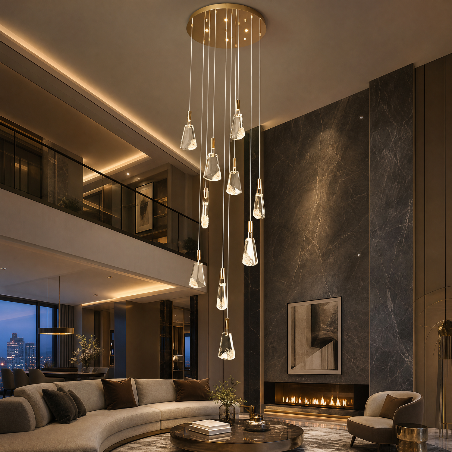 Stardust Fan Modern Multi-Tier Cluster Chandelier - scene