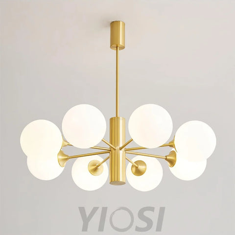 Stella Brass Chandelier with 3/6/8 heads - Bend, Marshmallow Chandelier-1-Yiosilamp