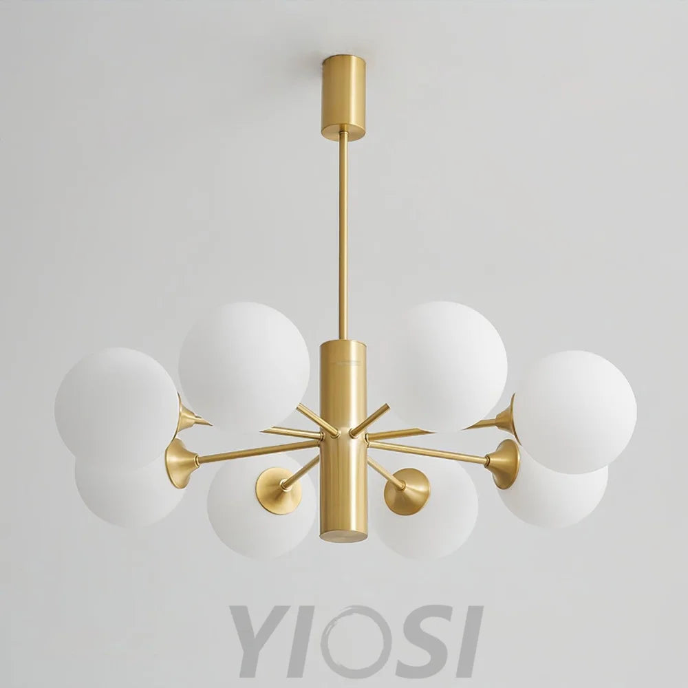 Stella Brass Chandelier with 3/6/8 heads - Bend, Marshmallow Chandelier-1-Yiosilamp